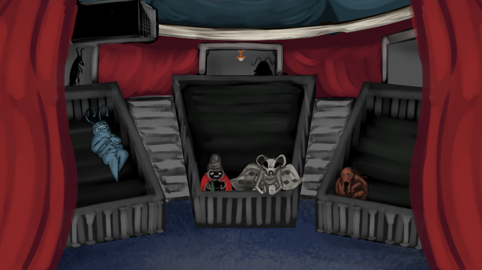 The audience exists for interstitial gags, awkward silences, and forced applause breaks. Youtube and Twitch chats can be displayed over the empty audience sections to accommodate audience participation.